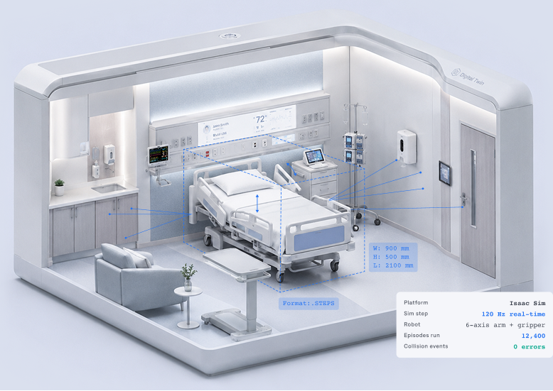 SimReady hospital bed asset